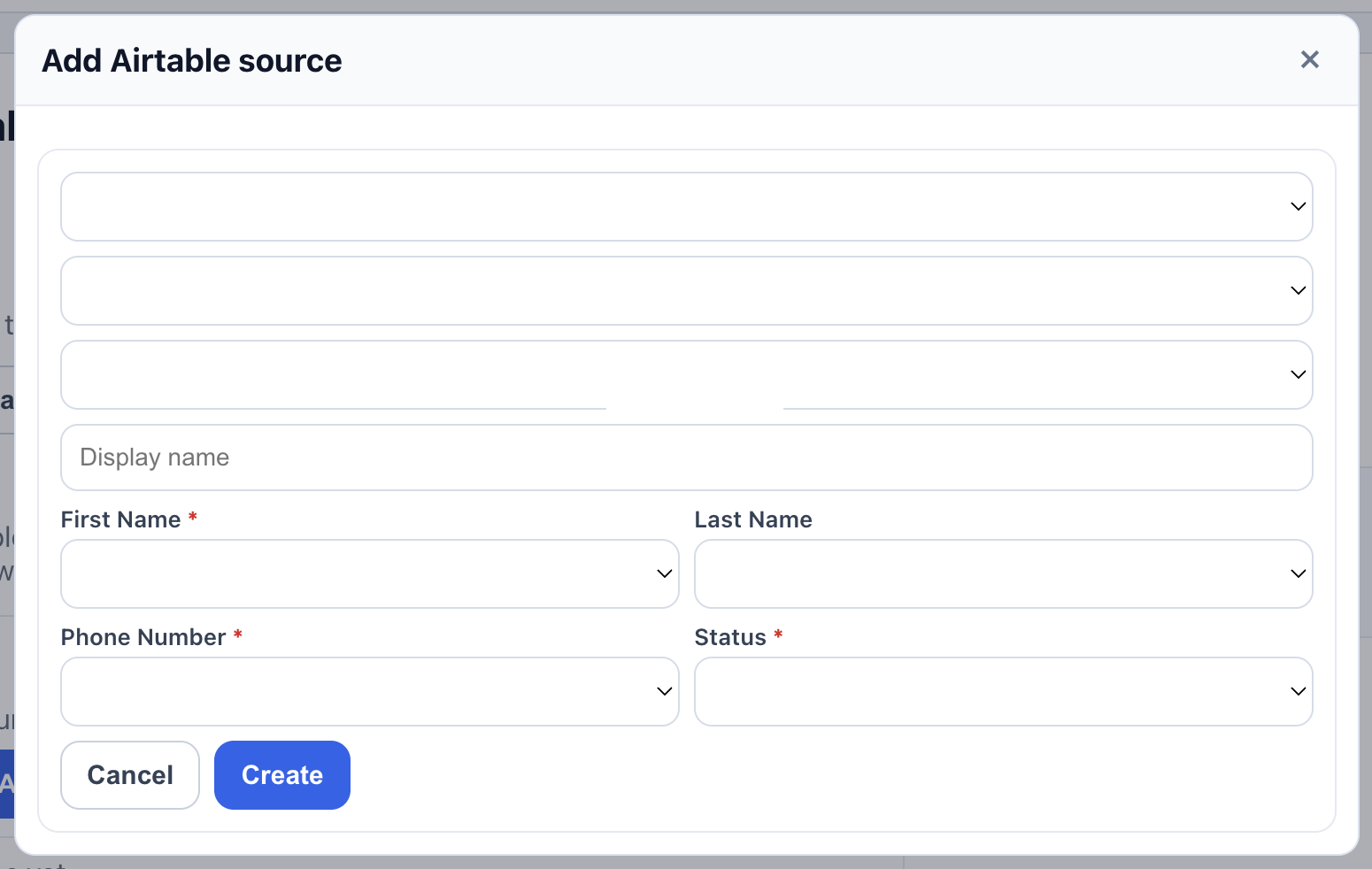 Airtable add source settings