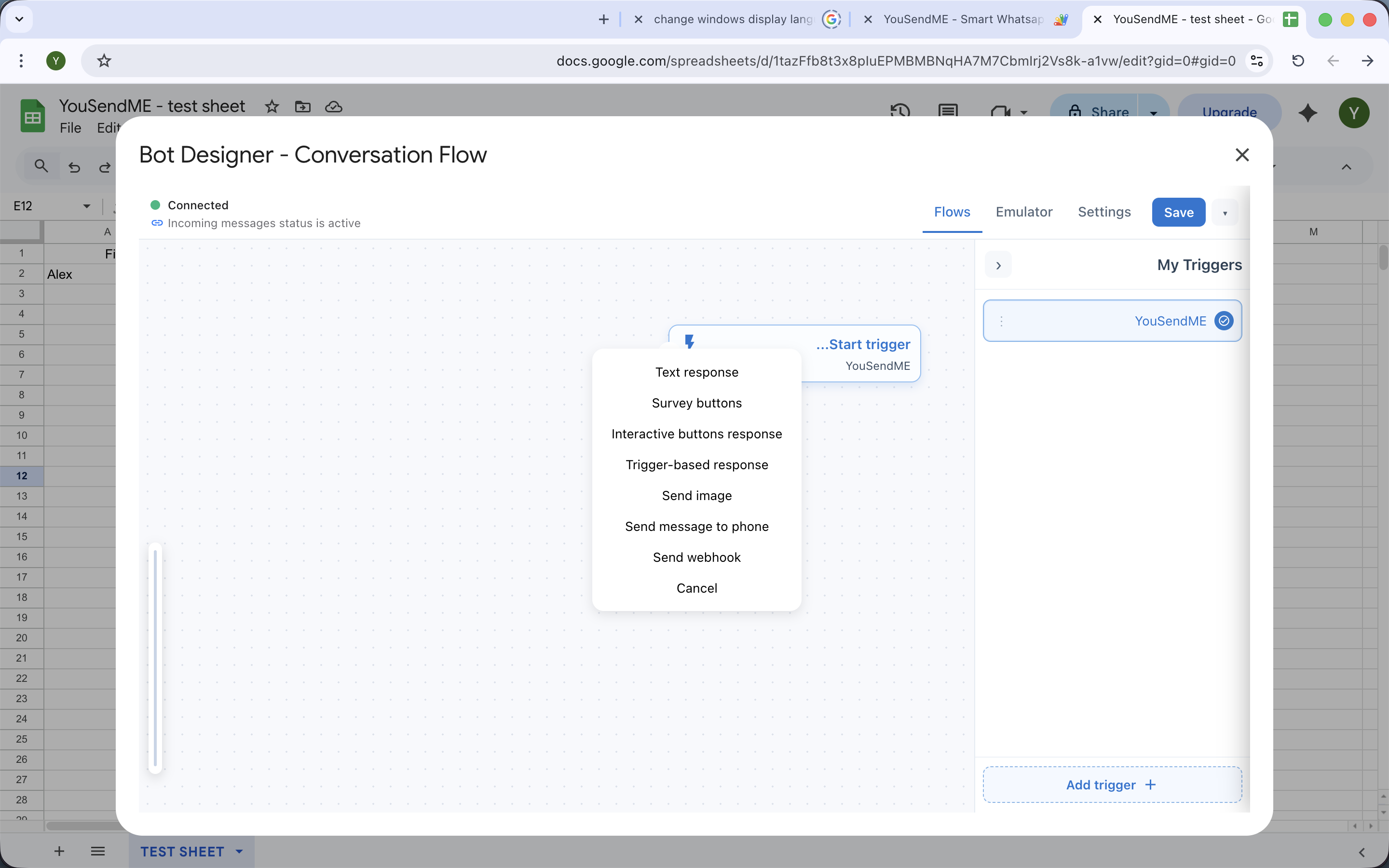 Bot designer canvas view