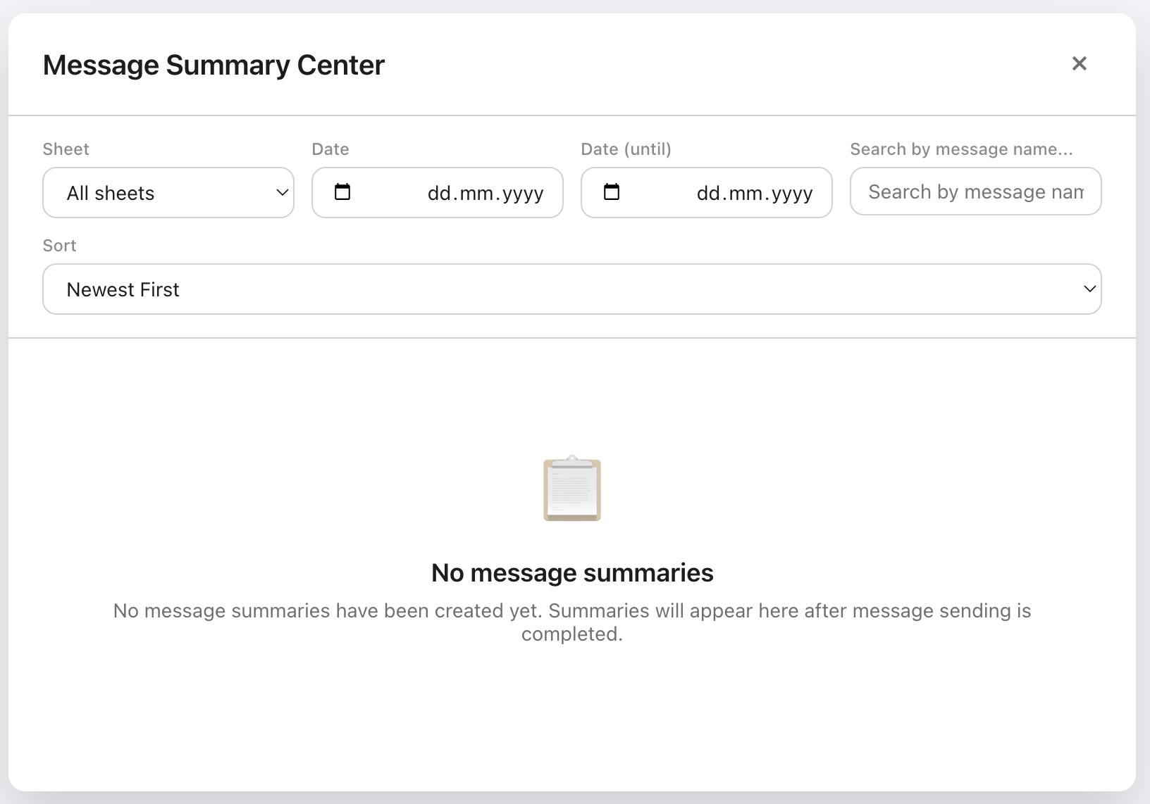 Message Summary Center