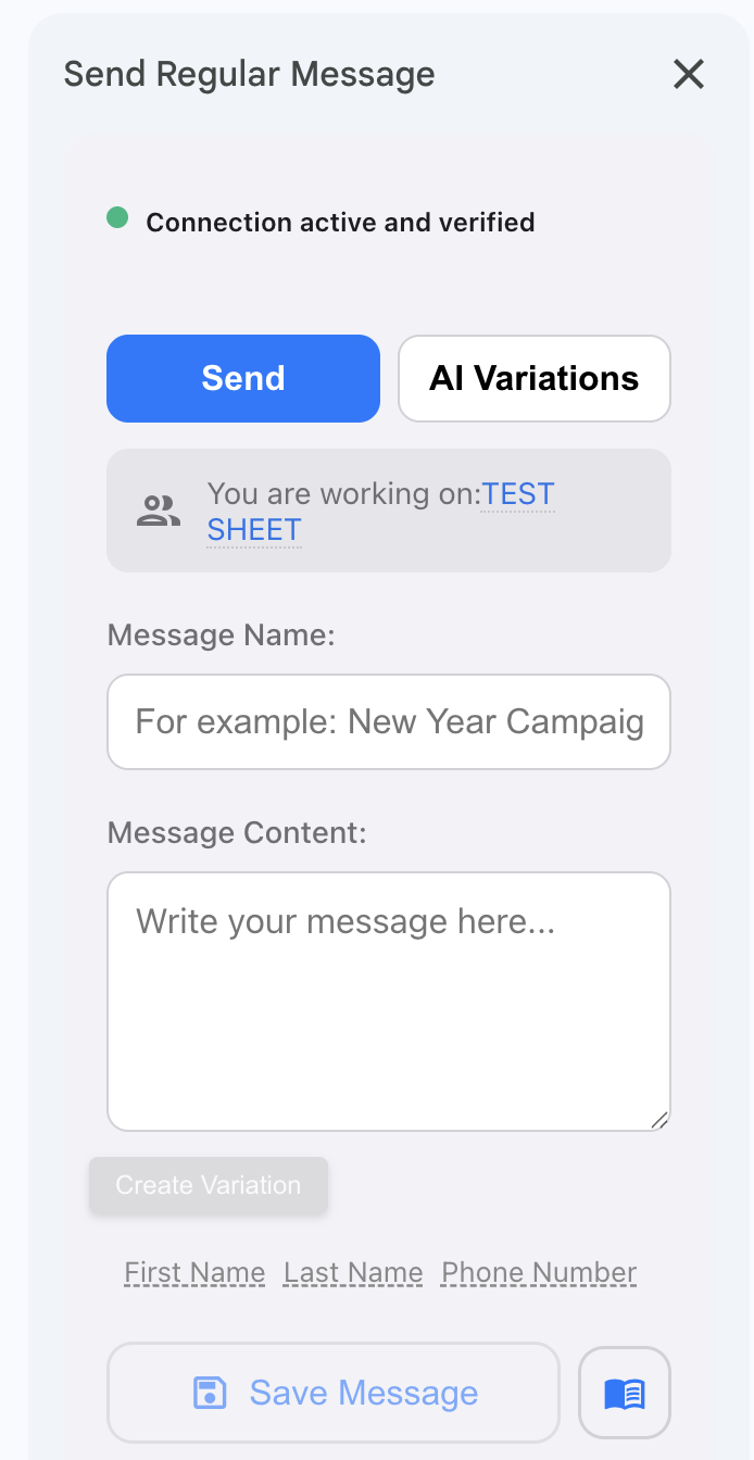 Regular send sidebar main area