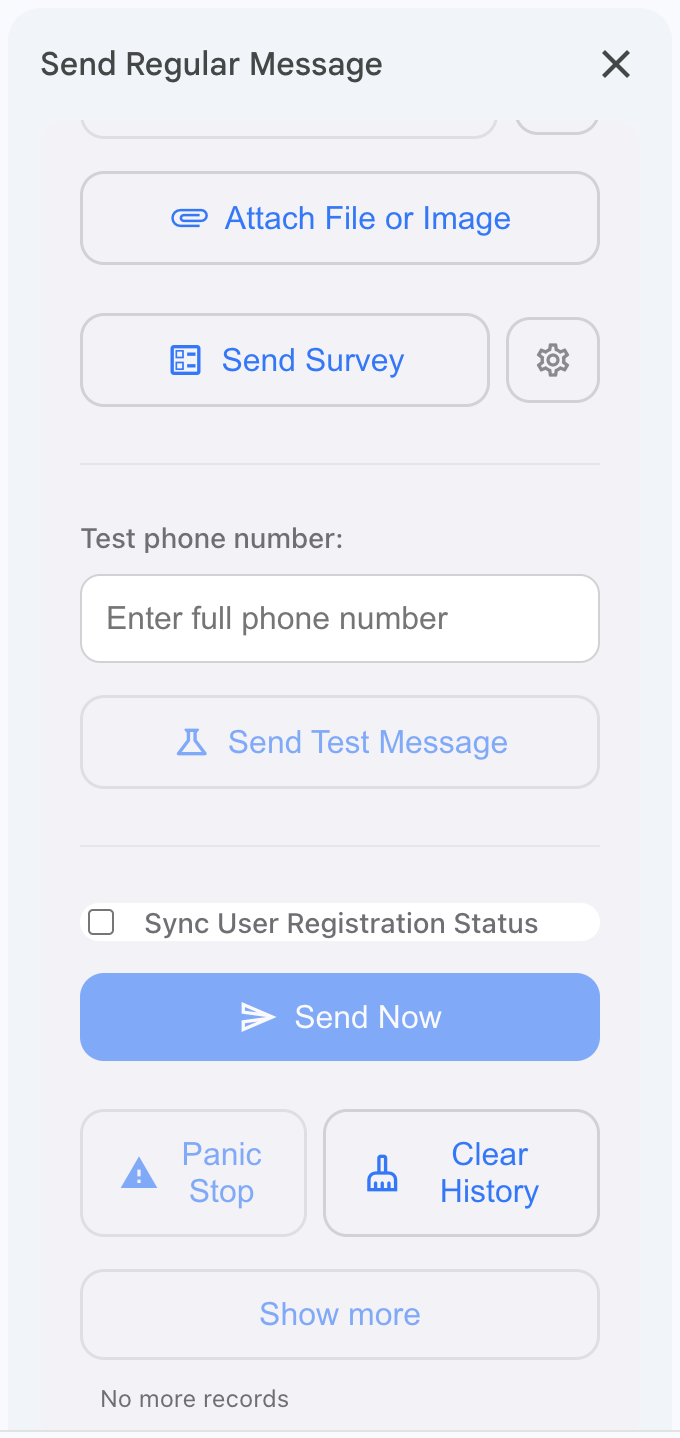 Regular send sidebar lower controls