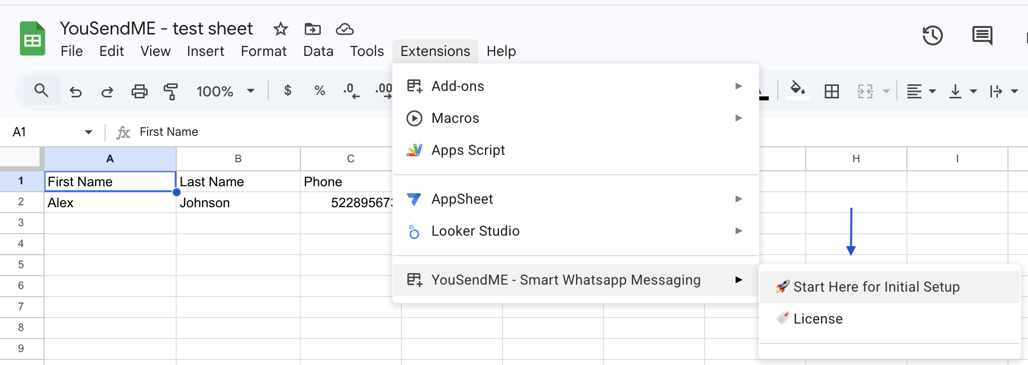 Start Here setup screen
